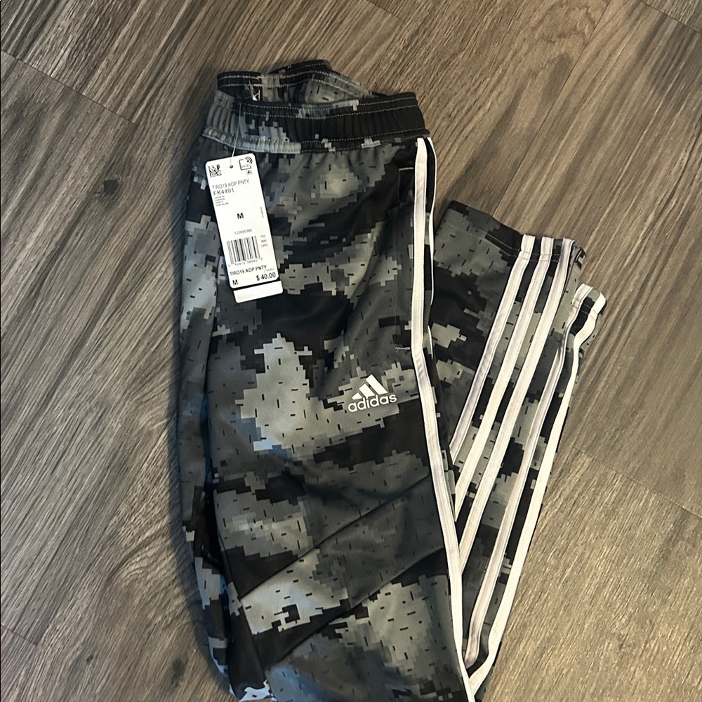 Adidas Black and Gray Digital Camo Pants